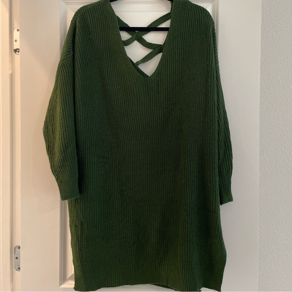 Army Green Criss Cross back Sweater